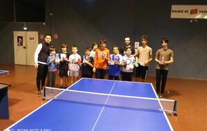 Une partie des jeunes du 2nd créneau 2023 2024
Vainqueur du tournoi : Gabriel (tout à droite)